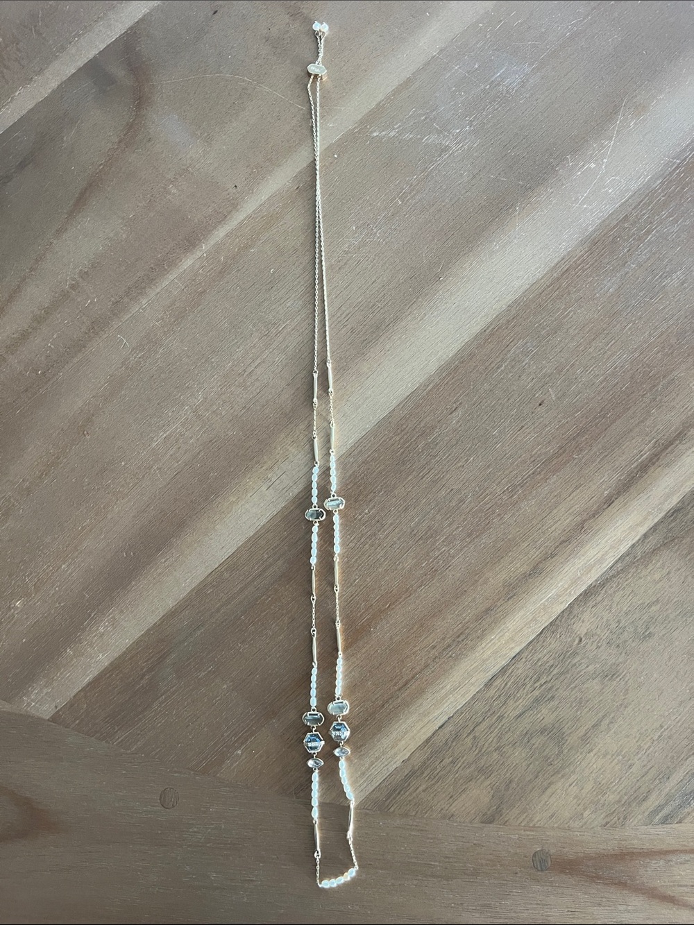 Stella & Dot Pearl, Crystal and gold accent pull necklace